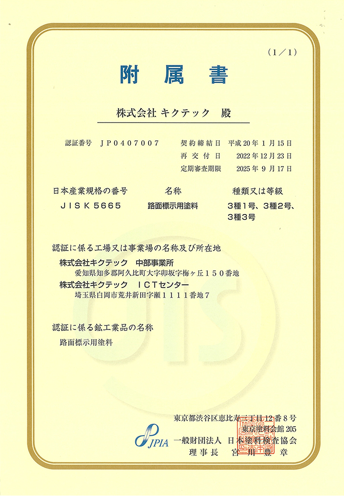 JIS規格附属書